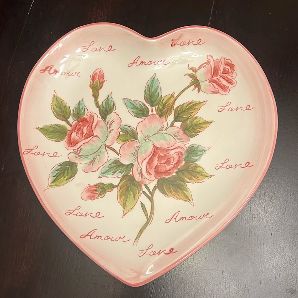 Heart Plate Roses, Love, Romantic, Valentine's day Gift, Wedding Gift, Amour